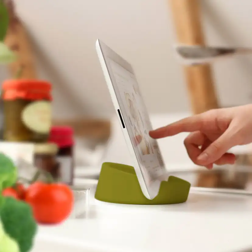 Kitchen Tablet Stand - Limegrön ø11,4 cm, 4,5 cm hög Silikon Färg: Lime