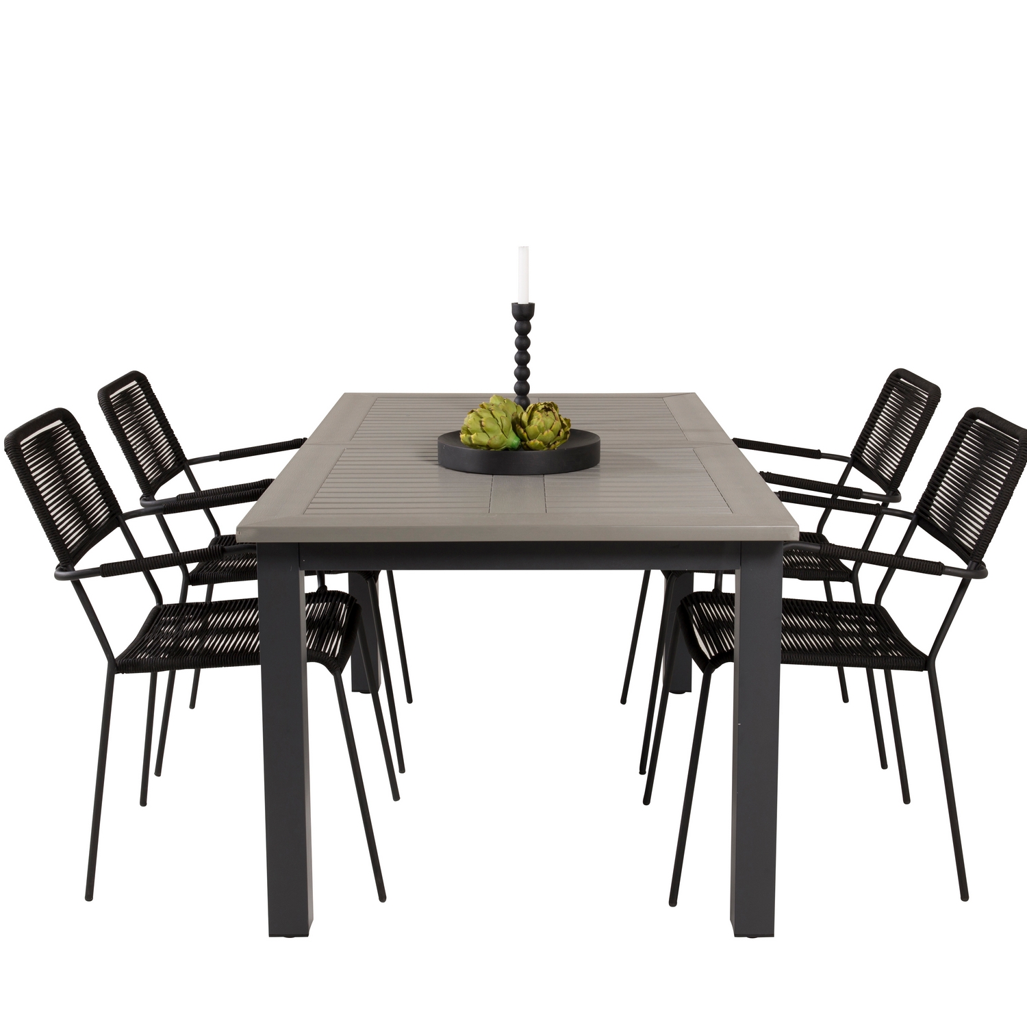 Matgrupp Venture Home Aleyna 160/240 med 4 Leon Karmstolar
