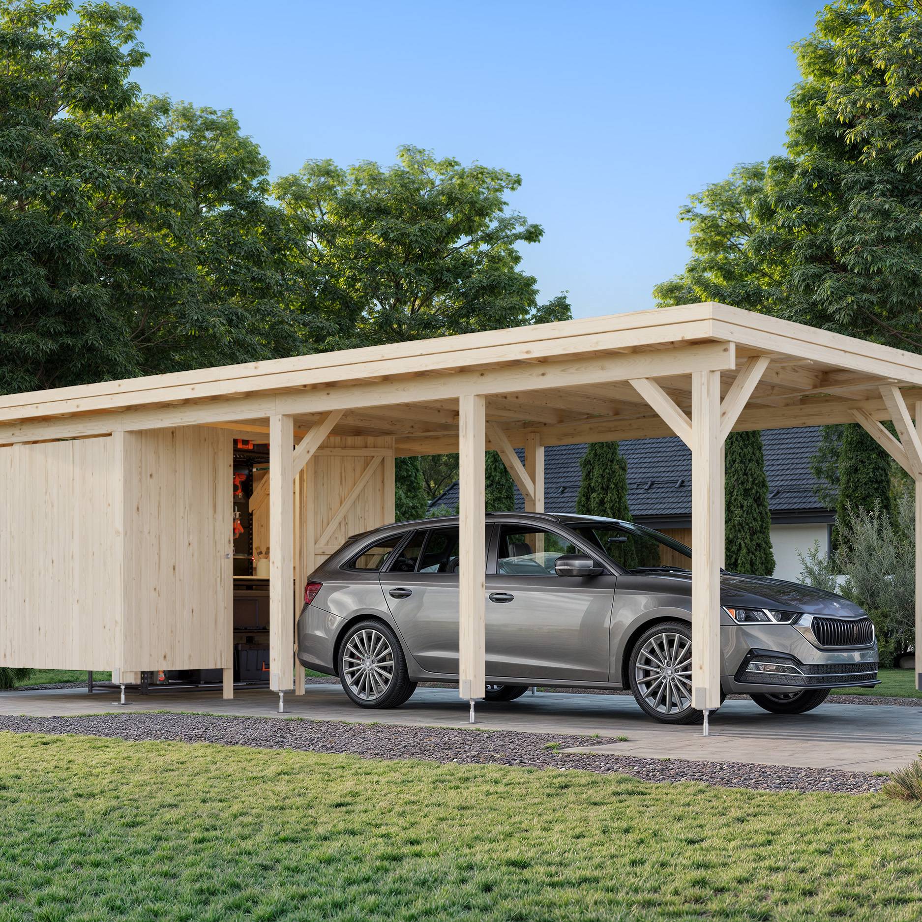 Förråd till Carport Karl 23,1 m2 Obehandlad