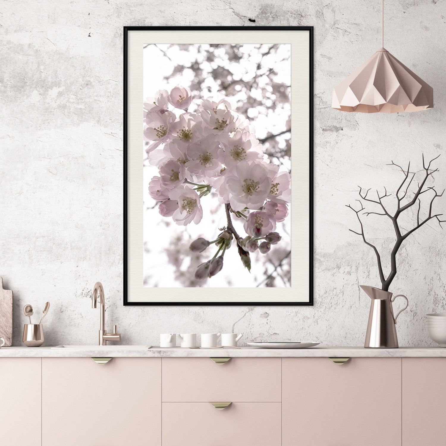 Affisch - Cherry Blossoms [Poster] 20x30 Svart ram med passepartout, 20x30 cm