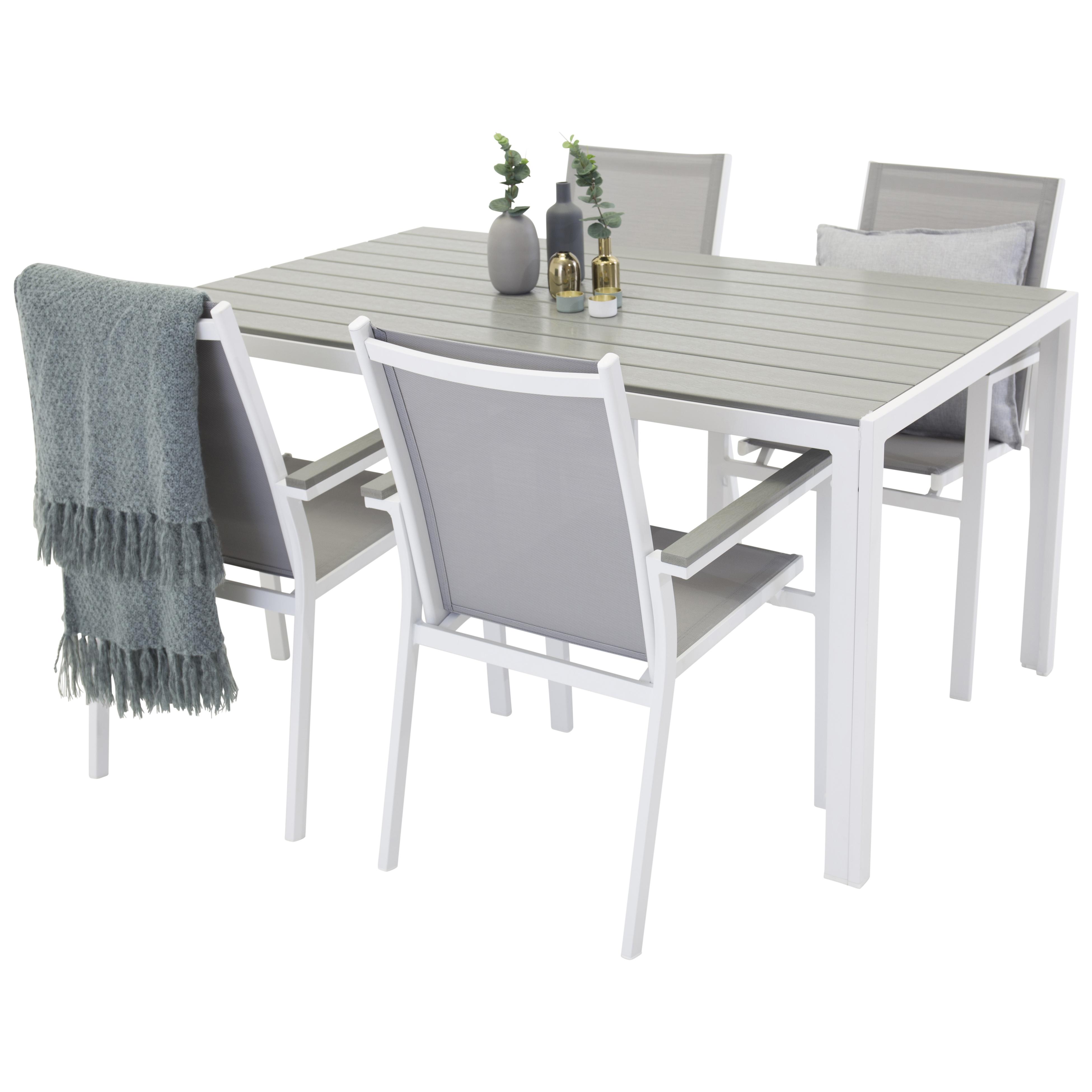 Matgrupp Utomhus Venture Home Bront 150 med 4 Pincy Trädgårdsstolar