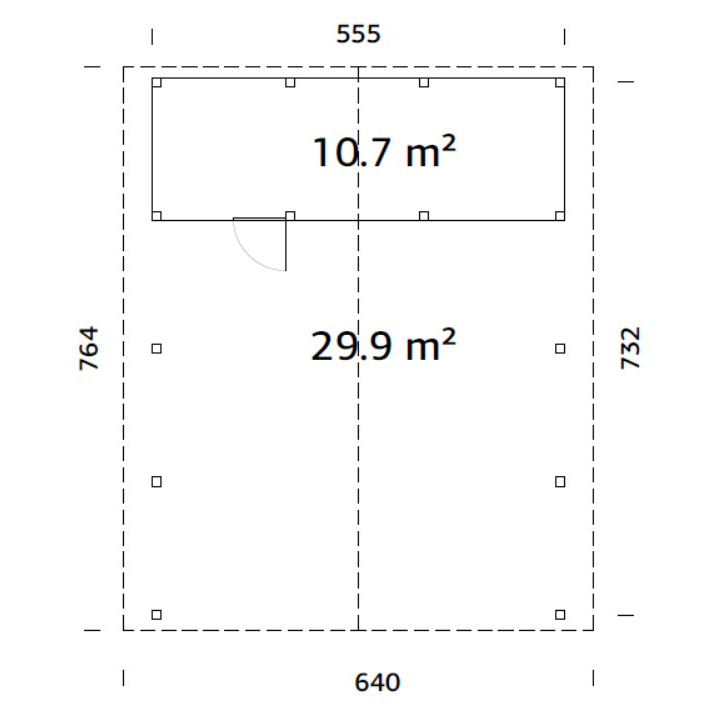Robert 40,6 m2 with shed WTDIP Impregnerad transparent
