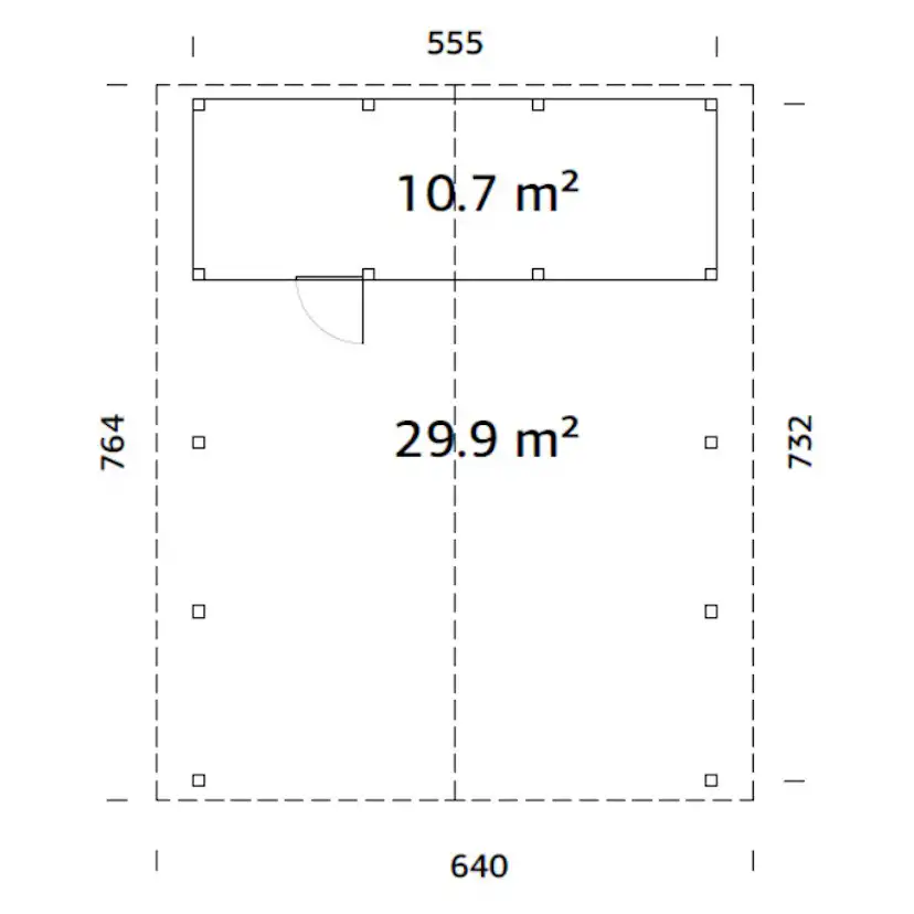 Robert 40,6 m2 with shed WTDIP Impregnerad transparent
