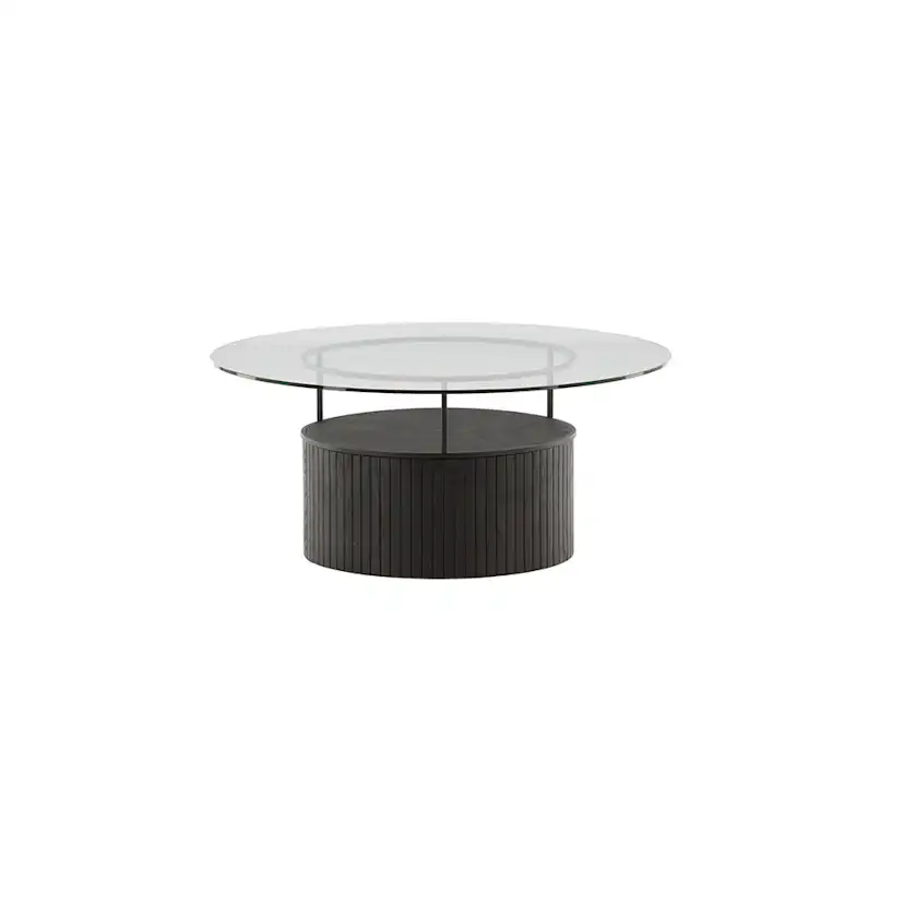 Soffbord Venture Home Bovall Runt Vardagsrumsbord i Svart Ask & Glas