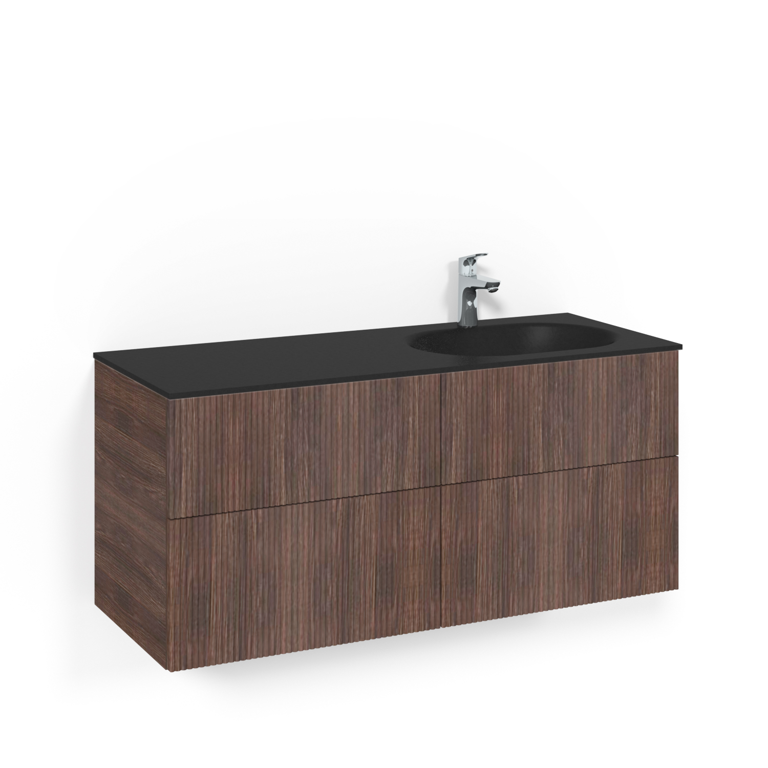 Crown Kom 120x45D B.ask Li SGH Brun Ask, 1200 mm, Glastvättställ Mattsvart, Utan Pushfunktion
