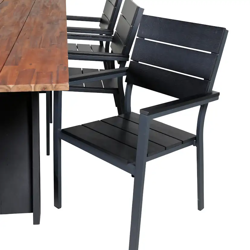 Matgrupp Venture Home Doni med 6 Lede Stapelbara Matstolar