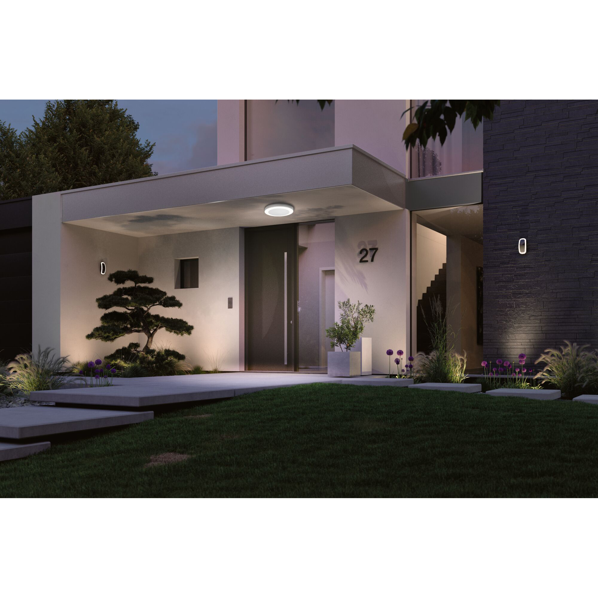 Taklampa LED Paulmann Circula med Skymningsstyrd rörelsedetektor Seawater Resistant IP44 230V Färg: Vit