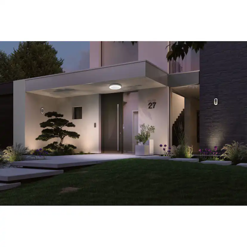 Taklampa LED Paulmann Circula med Skymningsstyrd rörelsedetektor Seawater Resistant IP44 230V Färg: Vit