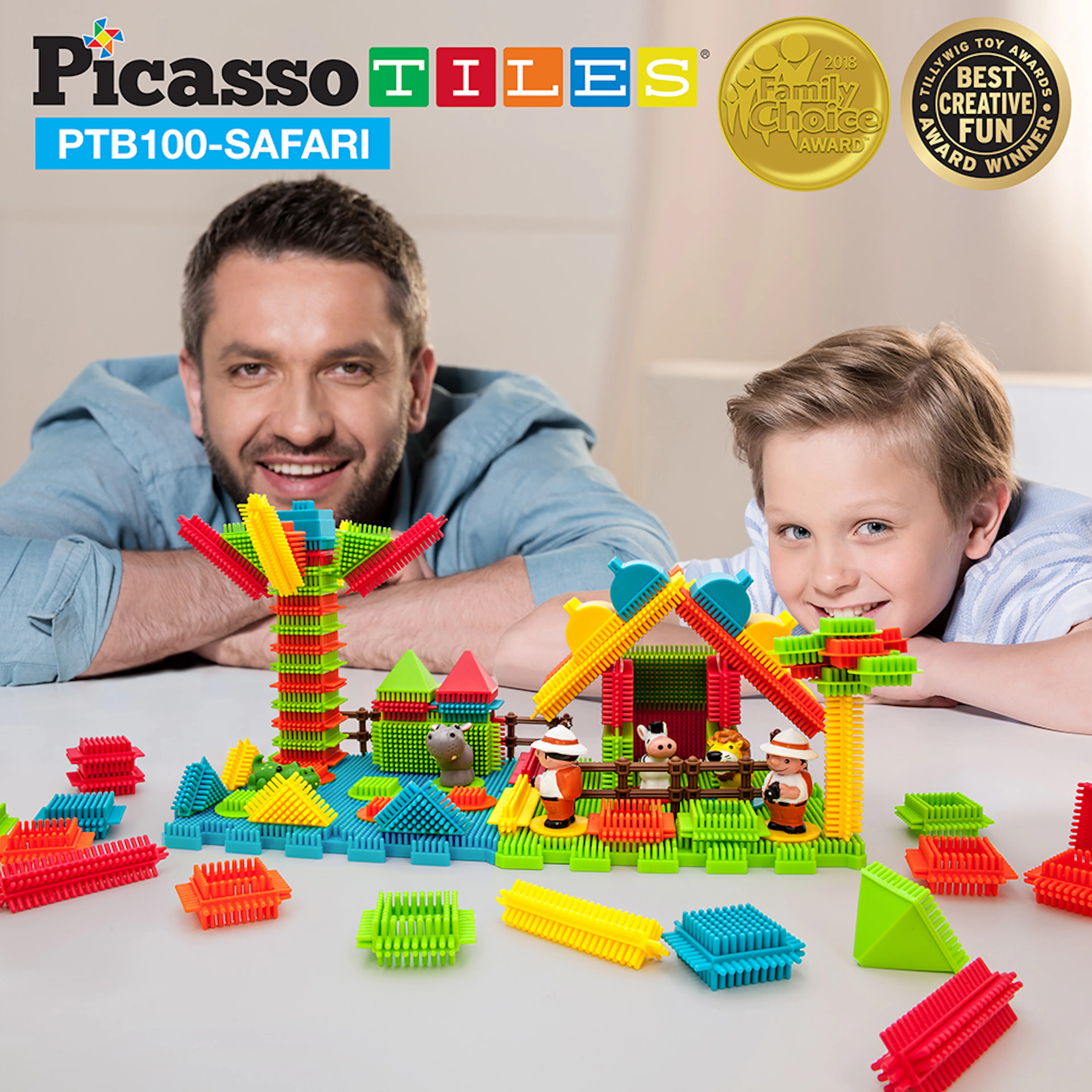 Byggbitar Picasso Tiles Bristle Blocks 100 Bitar Safari