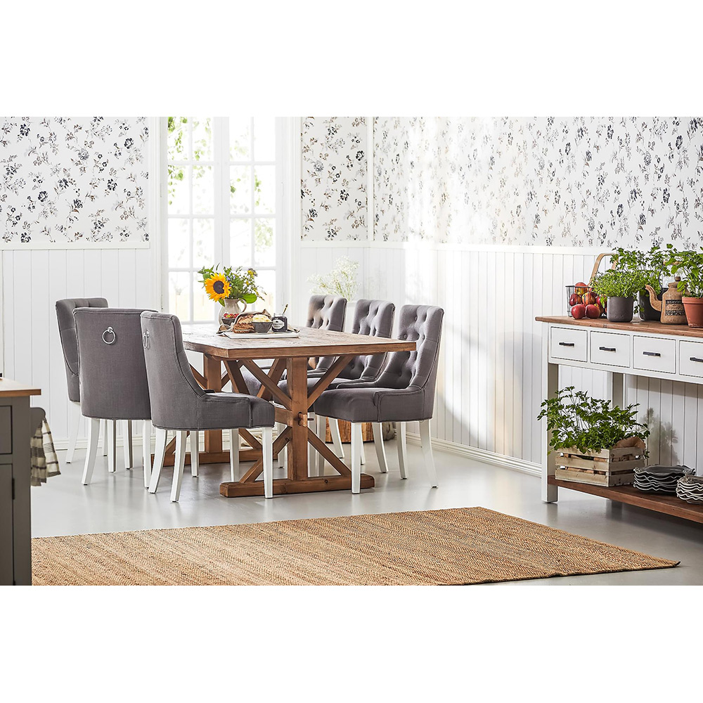 Matgrupp In Living Lyon 200x100 cm Natur/Grå med 6 st Viktoria Stolar