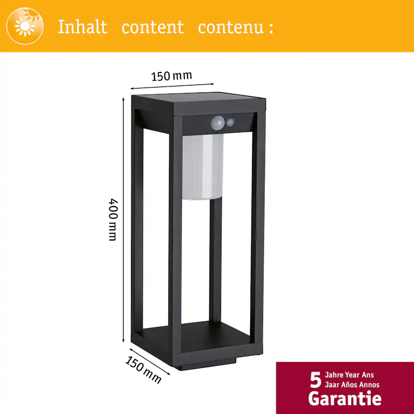 Solcellsbelysning LED Paulmann Marisol med Rörelsesensor IP44