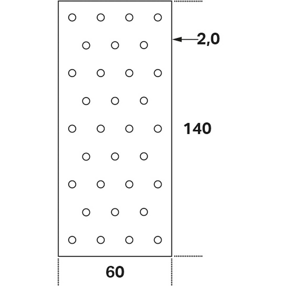 Hålplatta Hp 60x140x2,0 60x140x2,0 mm