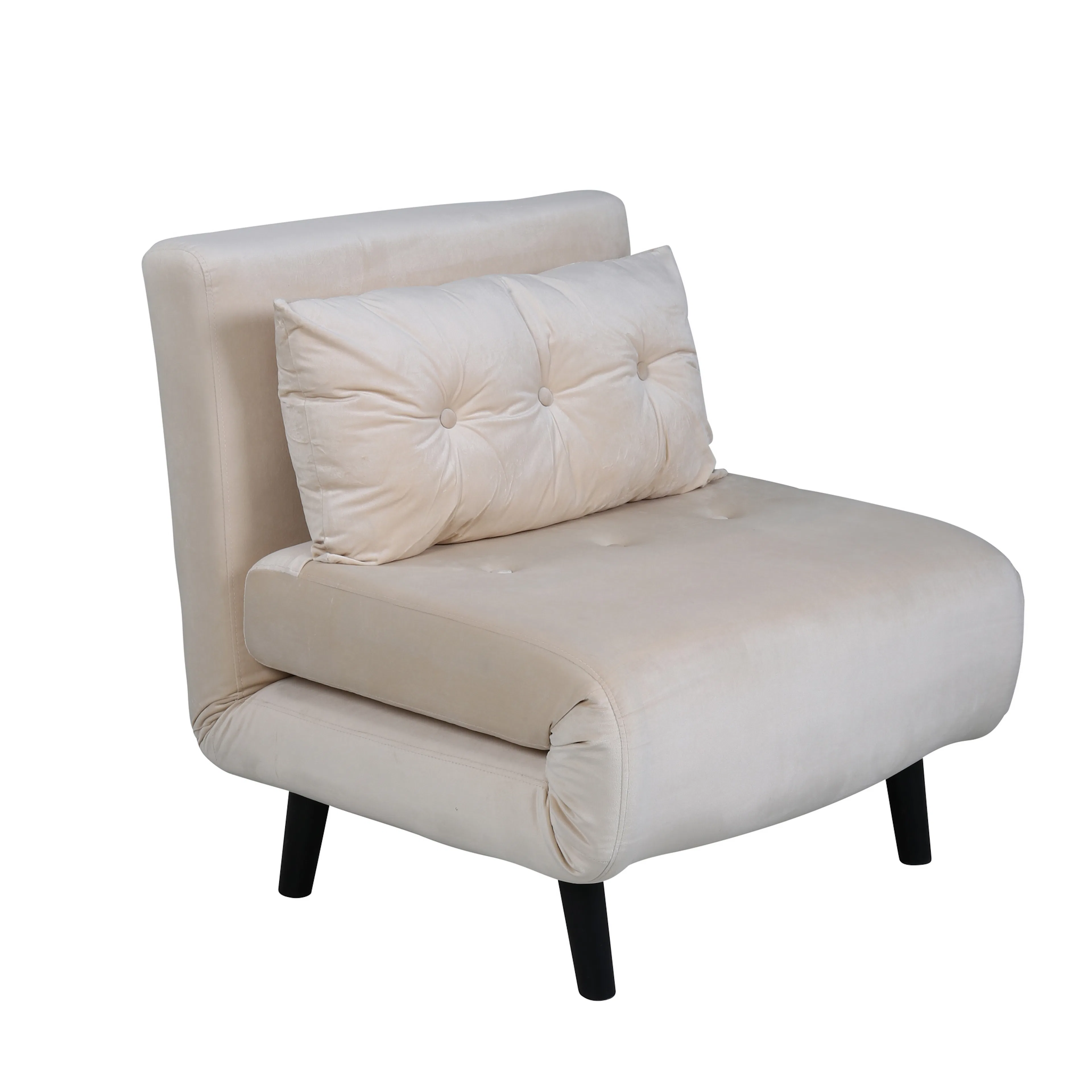 Vicky Folding Bed Single - Black / Beige Velvet Beige