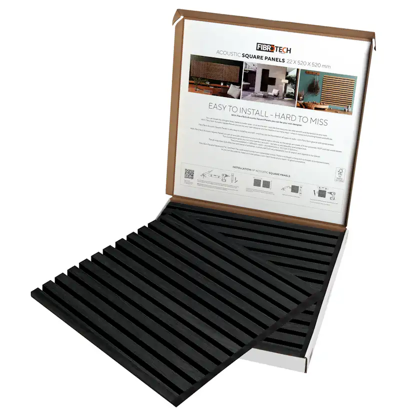 Akustikpanel SQUARE - Black oak 2st Svart ek