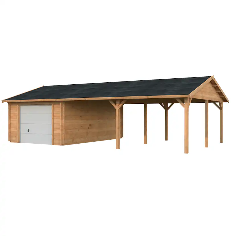 Garage Palmako Roger med Carport 53,1 m2 och Takskjutport