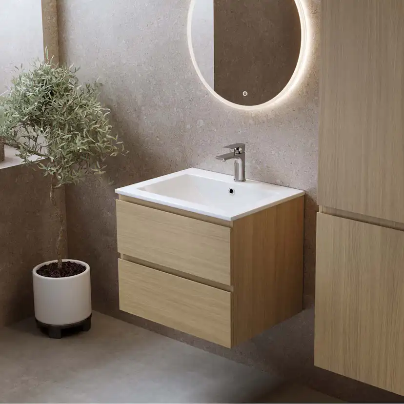 Tvättställsskåp Bathlife Eufori med Tvättställ och Spegel Skina