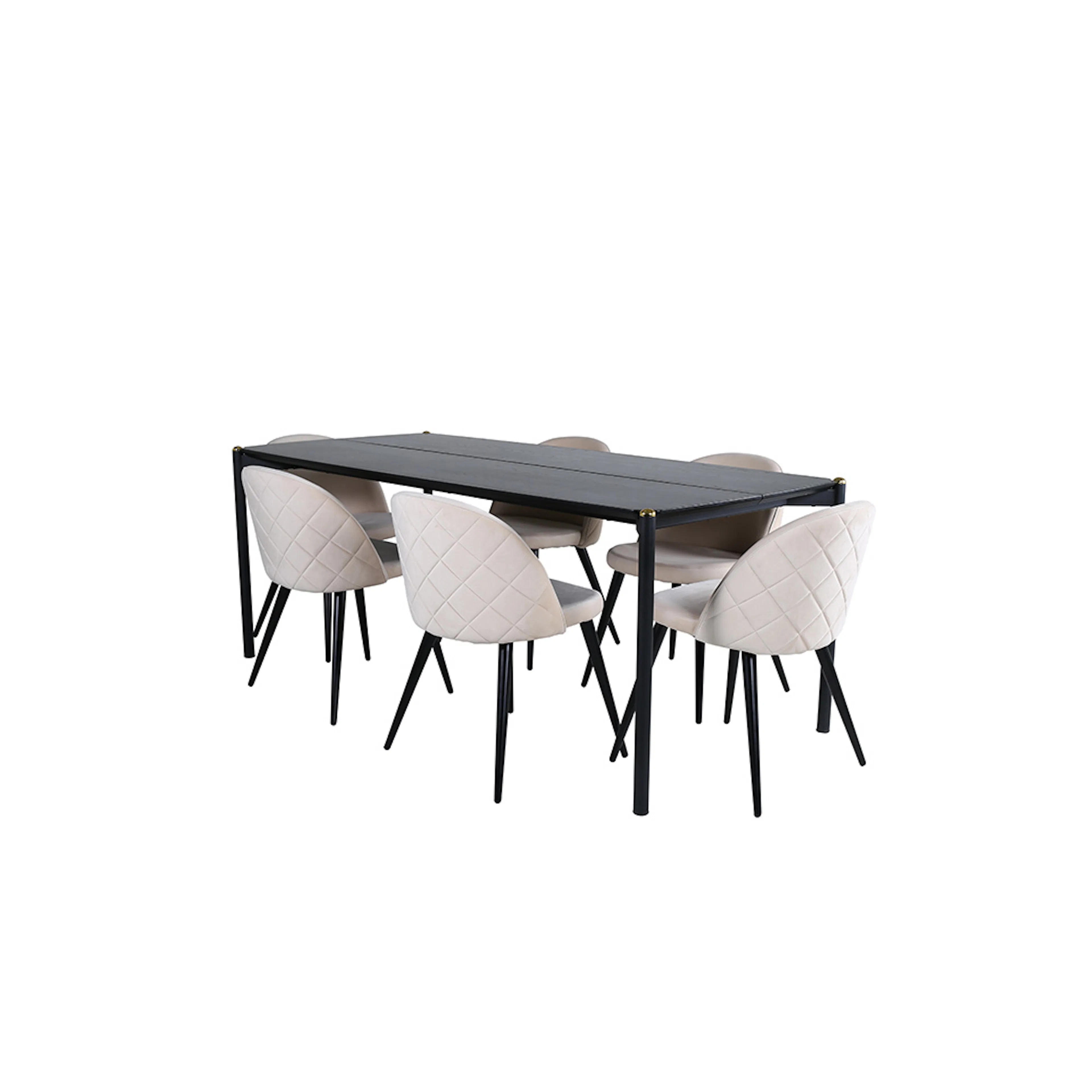 Pelle Dining Table  - Black / black Black+Velvet Stitches Ch Svart/Natur, Material Sammet