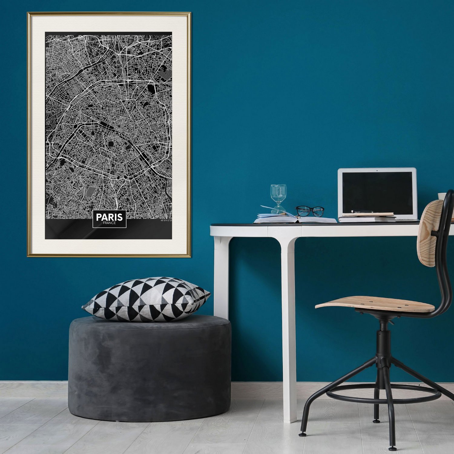 Poster Artgeist Affisch Dark Map of Paris