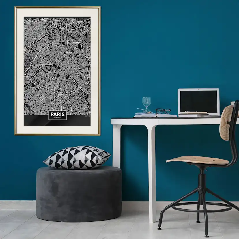 Poster Artgeist Affisch Dark Map of Paris