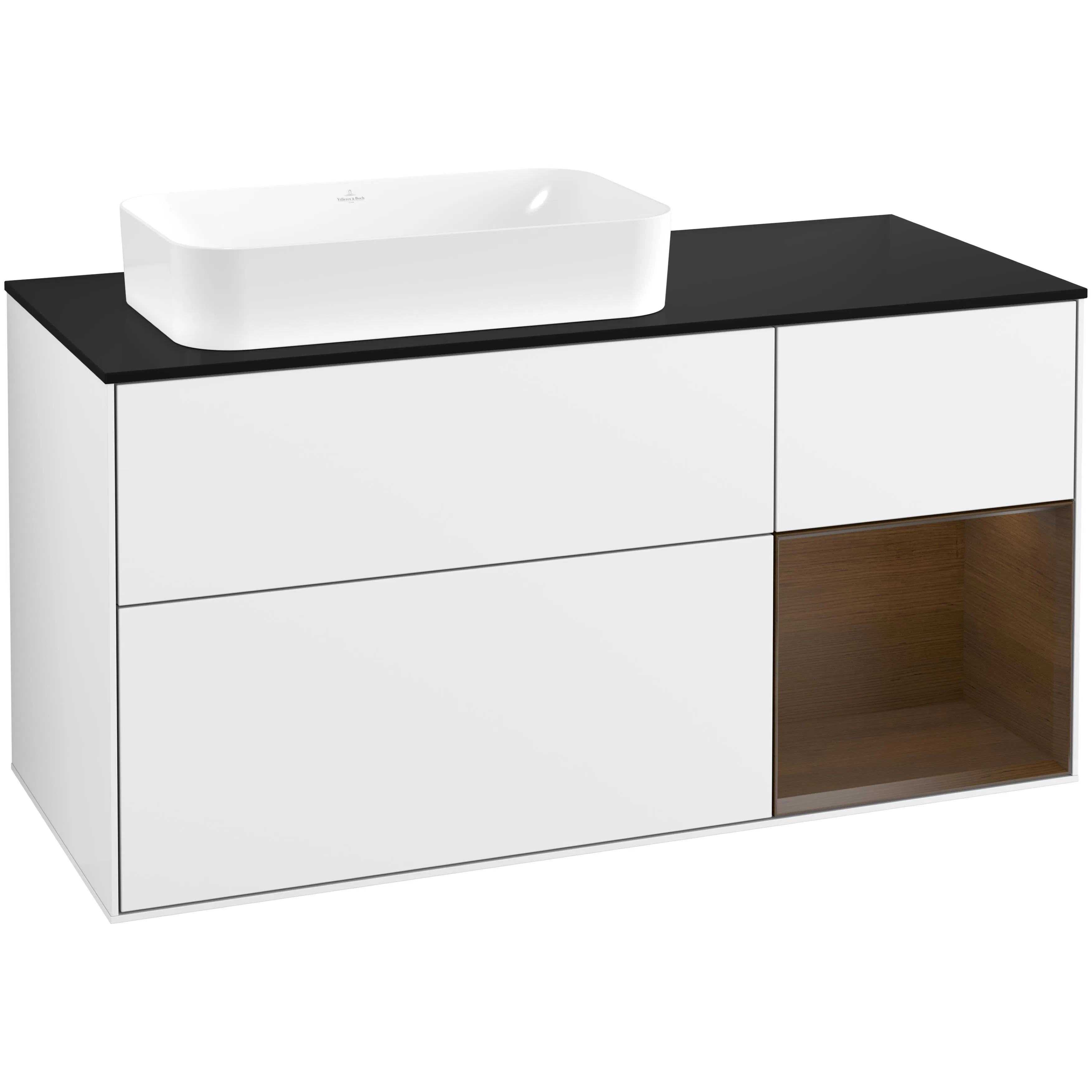 Tvättställsskåp Villeroy & Boch Finion med 3 Lådor Hylla och Bänkskiva för Ocentrerat Fristående Tvättställ
