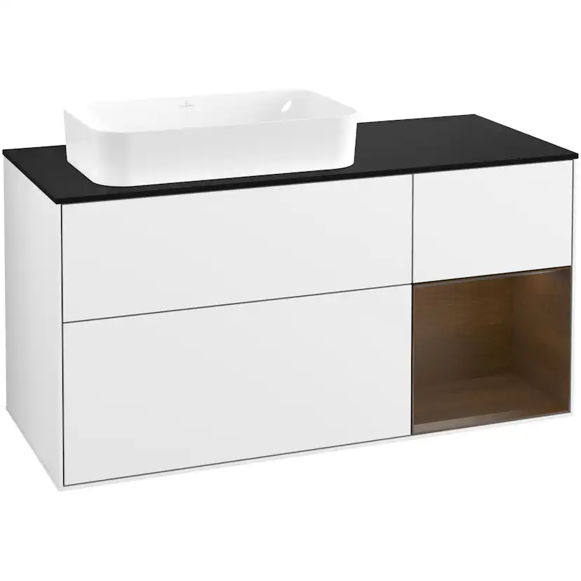 Tvättställsskåp Villeroy & Boch Finion med 3 Lådor Hylla och Bänkskiva för Ocentrerat Fristående Tvättställ