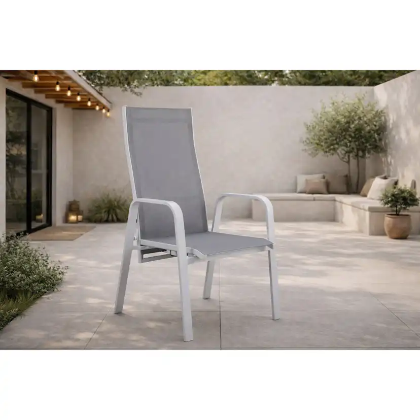 Copacabana Fällbar Karmstol (stapelbar) - Vit Aluminium / Gr Vit/Grå