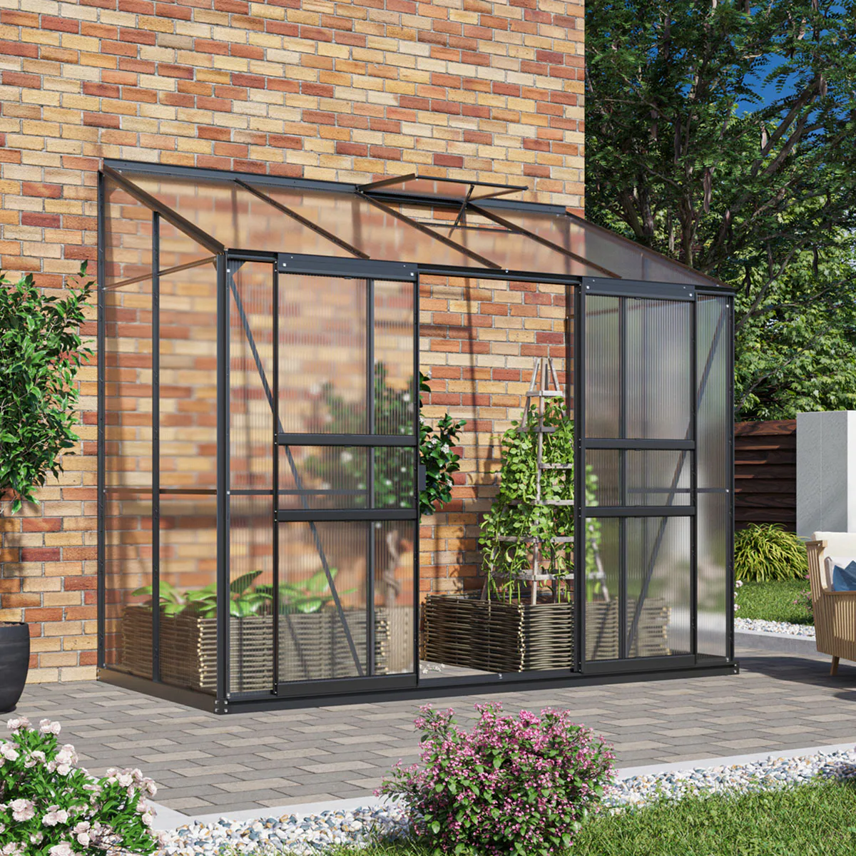 Växthus Plast Vitavia Ida 3300 med Sockel 4mm Polykarbonat