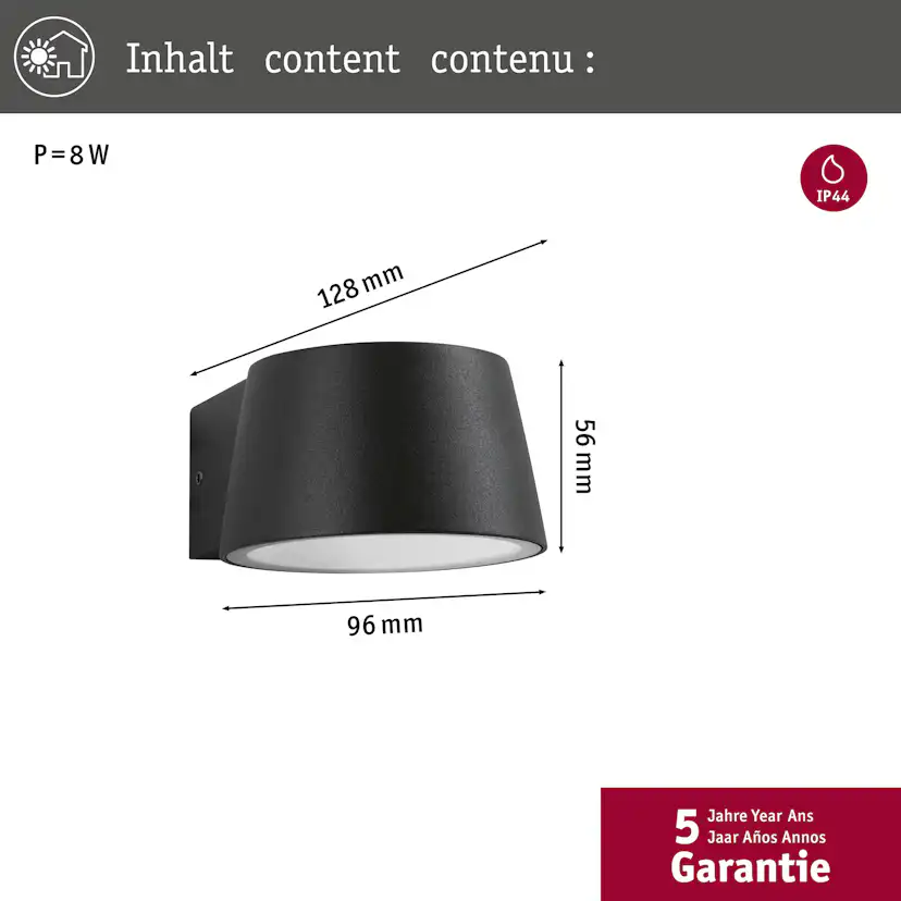 Fasadbelysning LED Paulmann Capea IP44 230V Design: utan Skymningsstyrd Rörelsedetektor, Ljus: Soft White