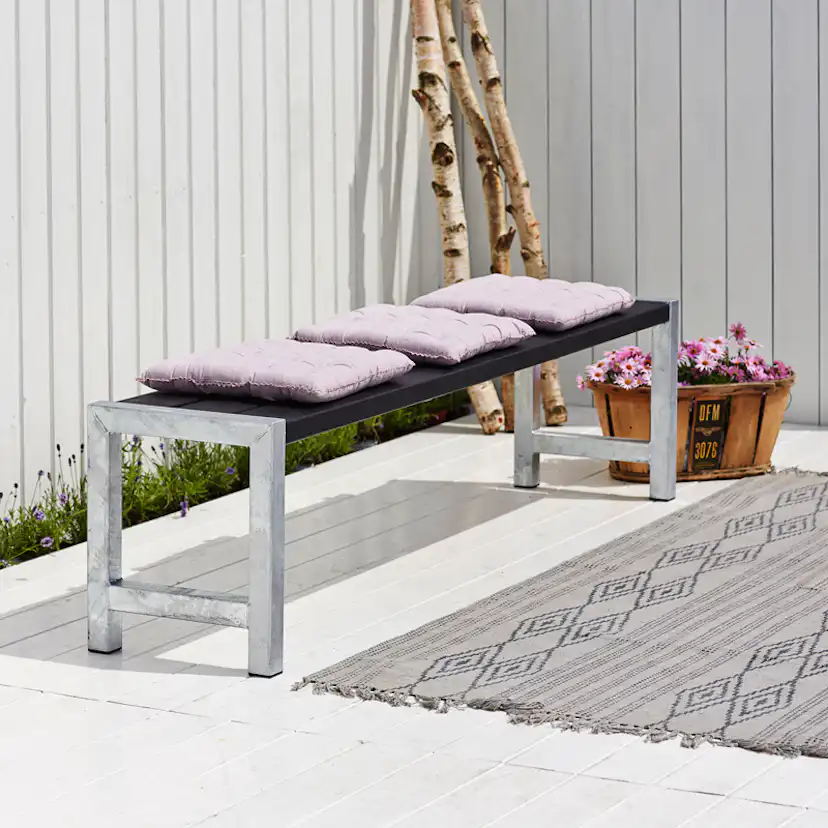 Plankbänk176x38x44 cmTryckimpregnerad grundmålad svart Svart, Utan ryggstöd