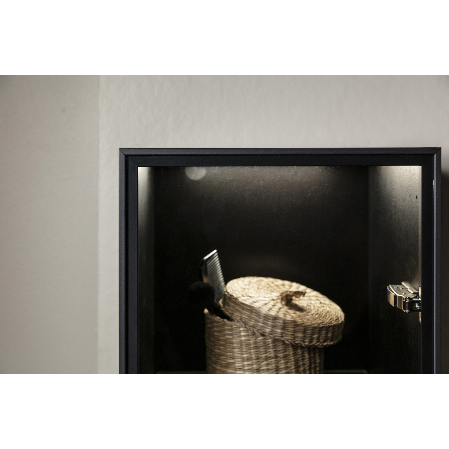 Dörr Högskåp Ram 160x35 Svart matt/Klar BxH: 350 x 1600 mm, Mattsvart, Klarglas