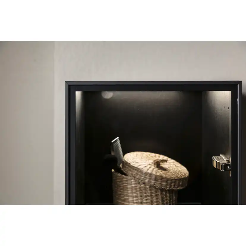 Dörr Högskåp Ram 160x35 Svart matt/Klar BxH: 350 x 1600 mm, Mattsvart, Klarglas