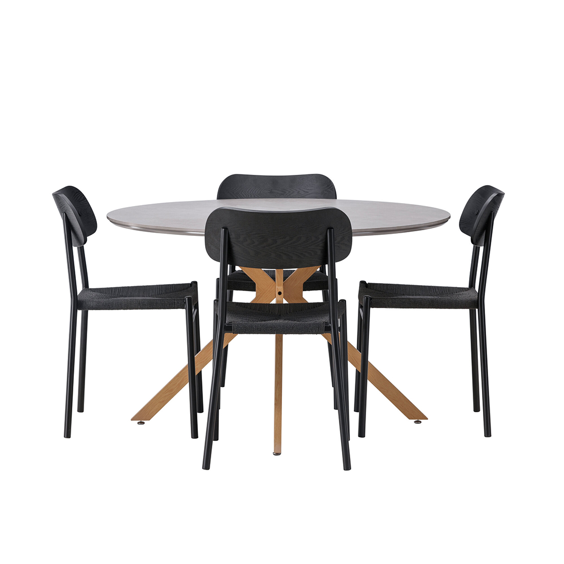 Matgrupp Venture Home Piazza Ø120 cm med 4st Polly Matstolar