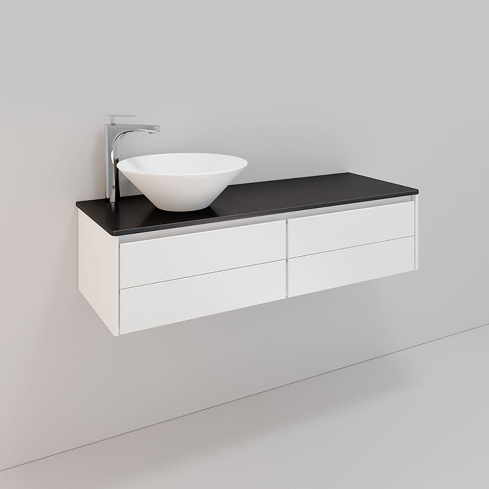 Tvättställsskåp Noro Lifestyle Concept 1200V Vit, 4 lådor, L BxH: 120x34,5 cm, 4 lådor, Tvättställ till vänster
