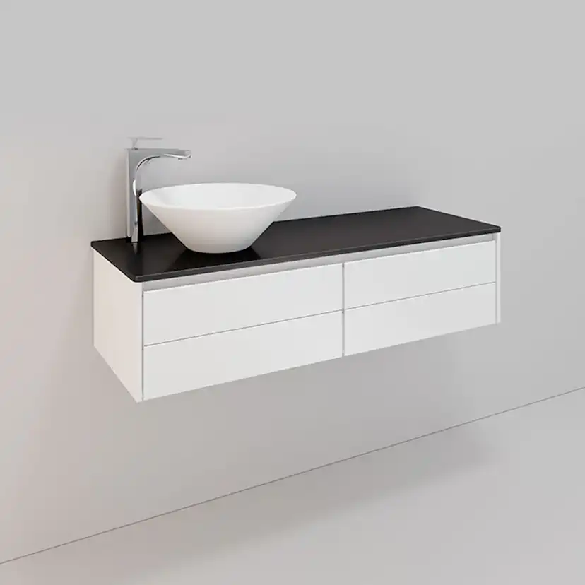 Tvättställsskåp Noro Lifestyle Concept 1200V Vit, 4 lådor, L BxH: 120x34,5 cm, 4 lådor, Tvättställ till vänster