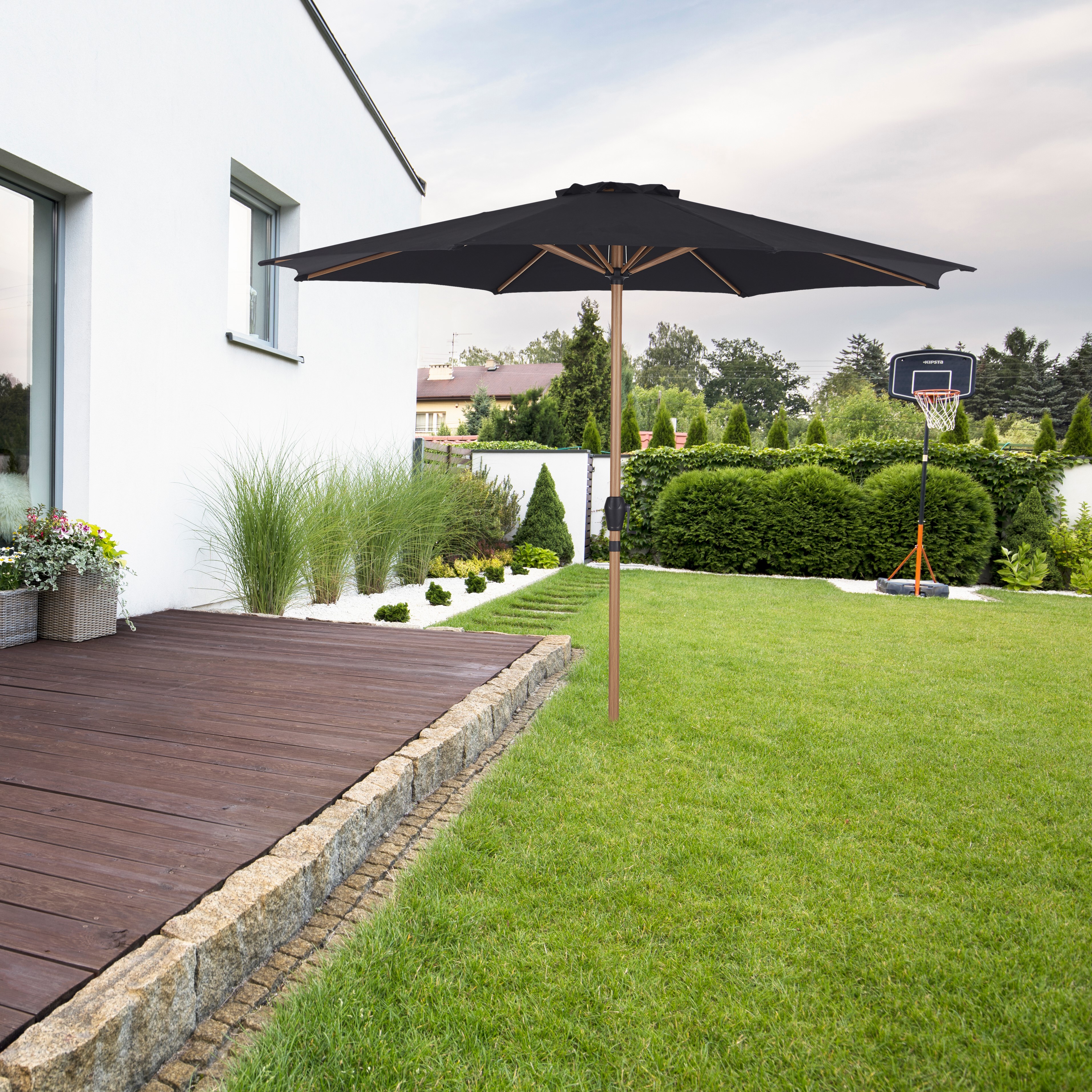 UMBRELLA W/CRANK Ø3M (48861) Teak/Svart