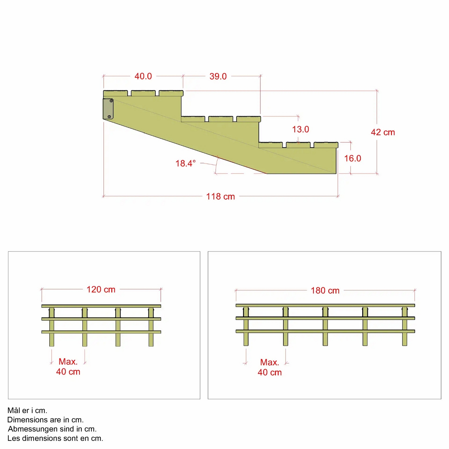 Terrasstrappa PLUS 180 cm
