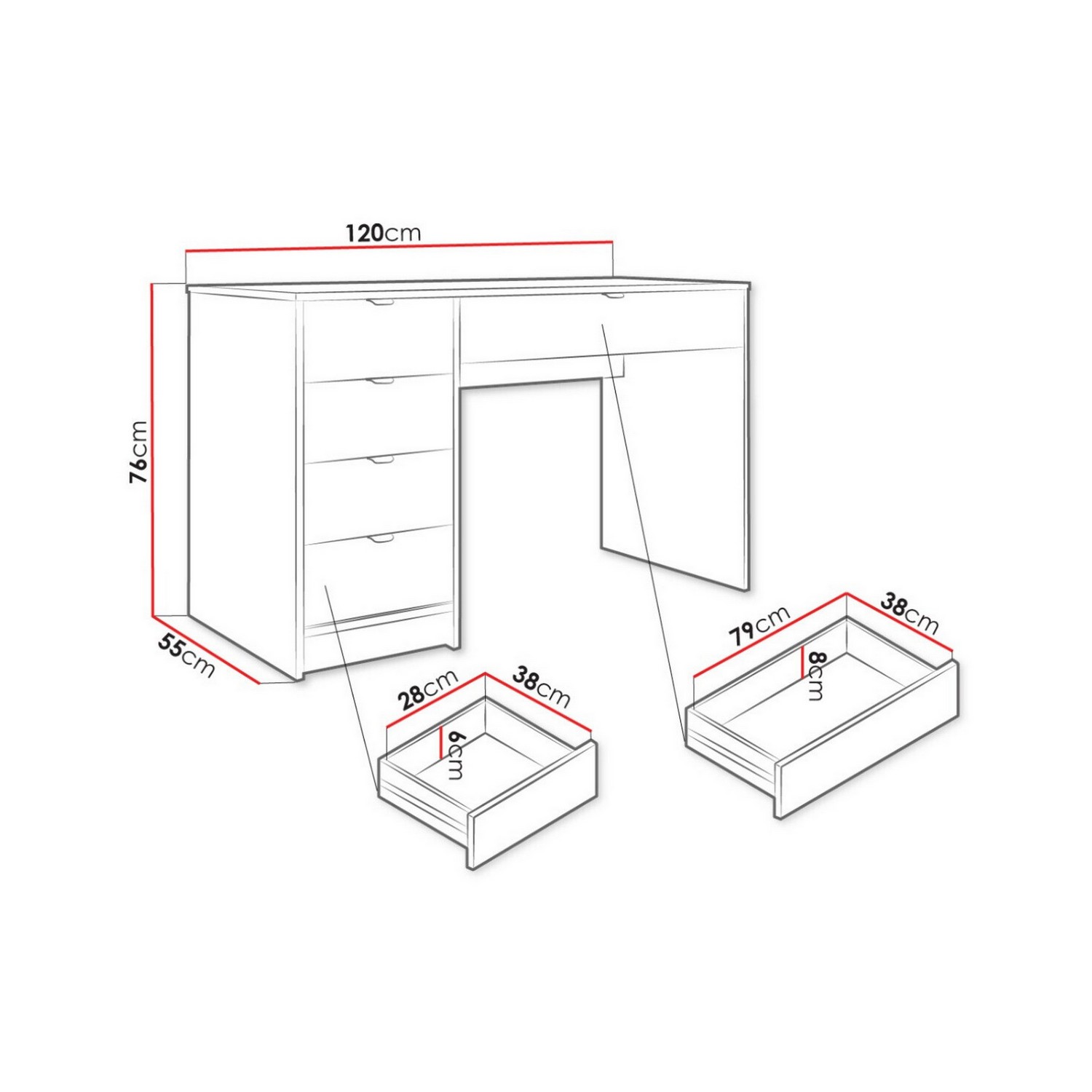 Sminkbord Scandinavian Choice Novaj med Förvaring 120cm