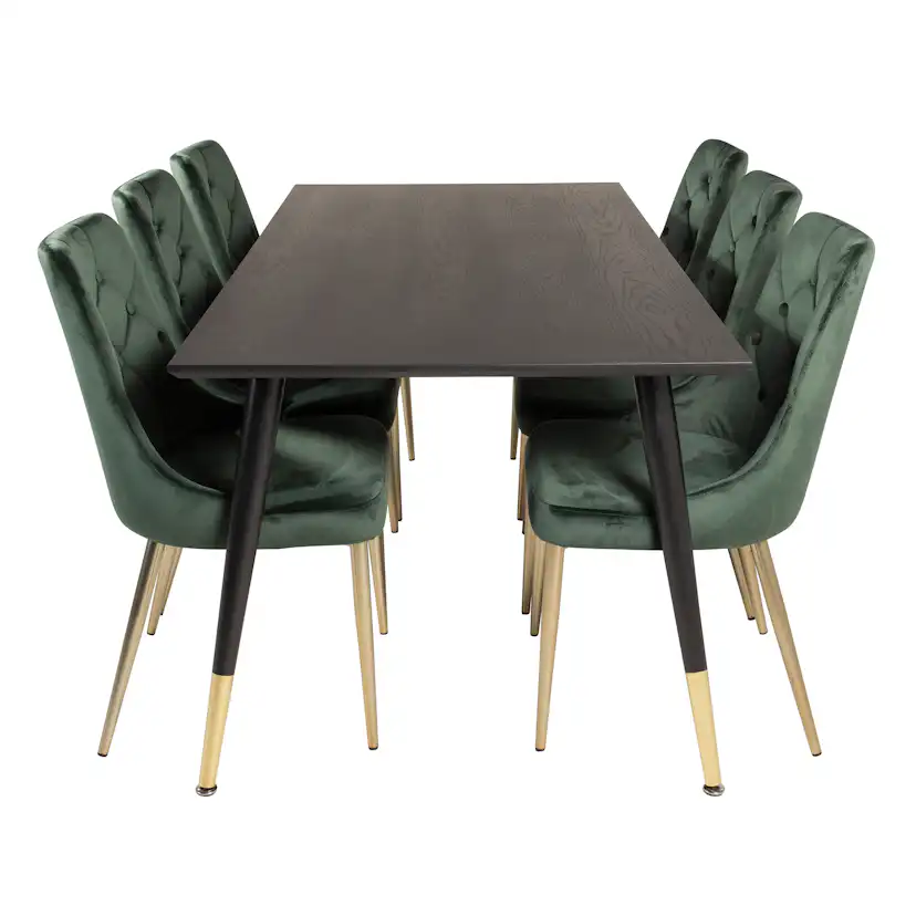 Matgrupp Venture Home Dipp med 6 Velvet Deluxe Stolar