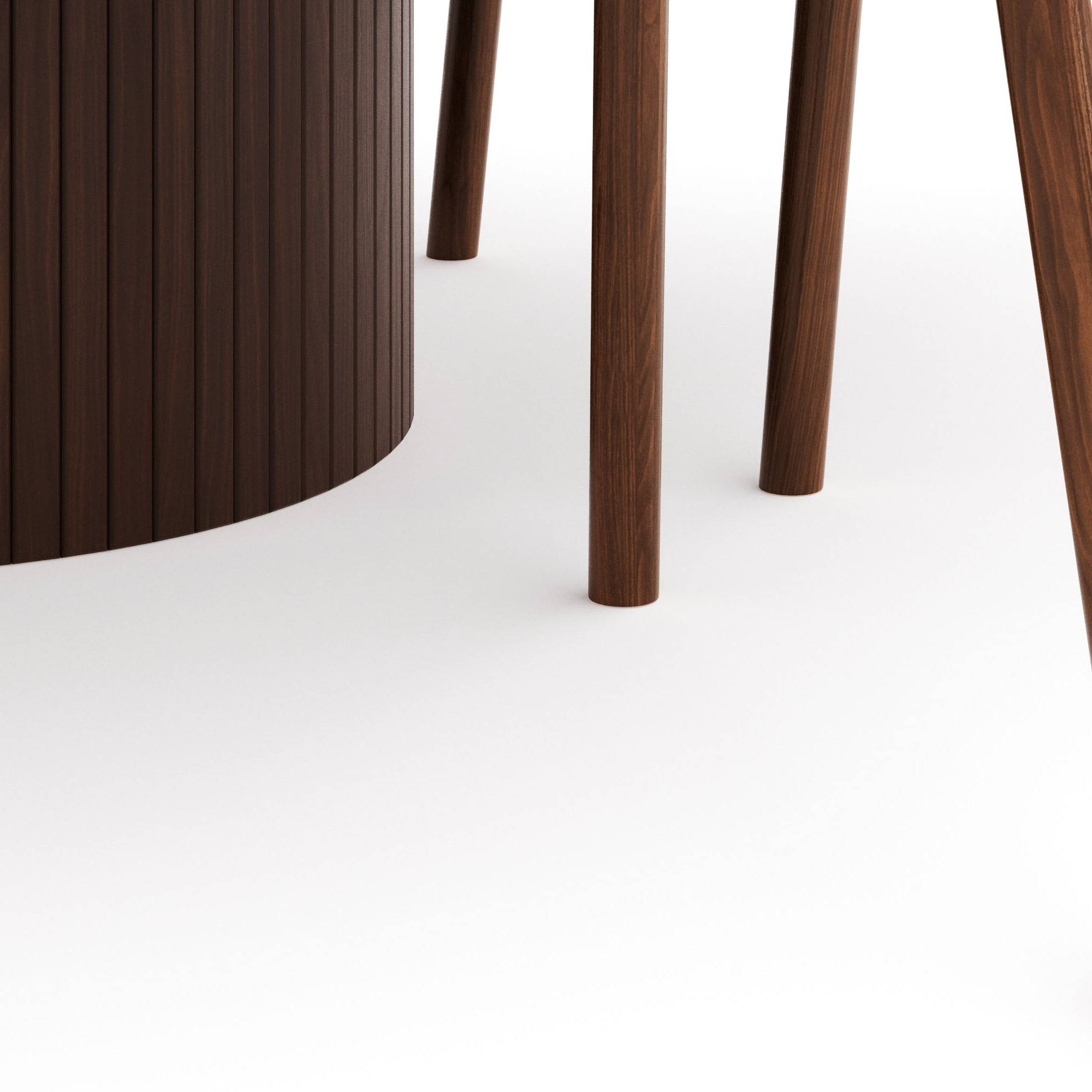 Matgrupp Bark Kopparbo Runt Matbord 120 cm med 4 Noira Matstol