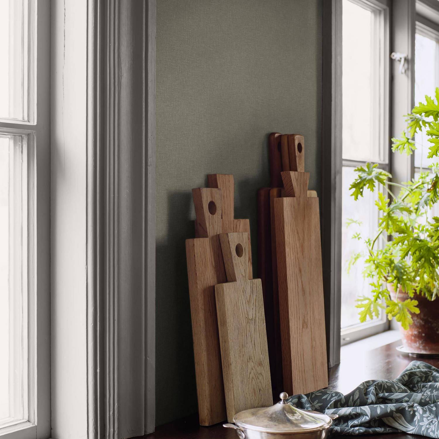 Tapet Boråstapeter Canvas Olive 6130