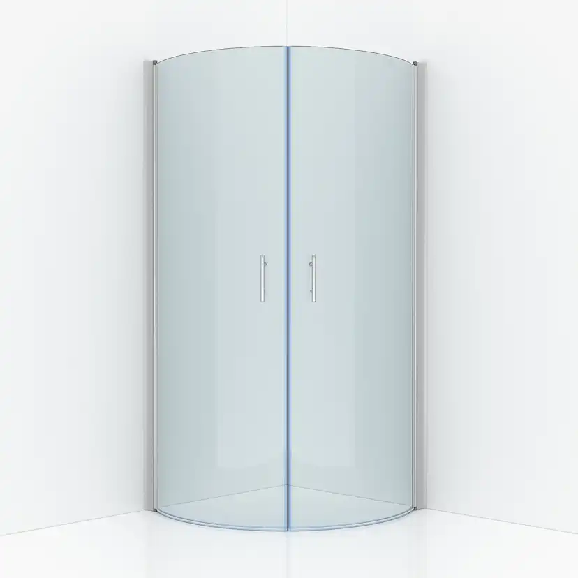 Duschhörna Cirkel 90x90, Klarglas, Matt profil 900x900 mm, Matt aluminium, Klarglas