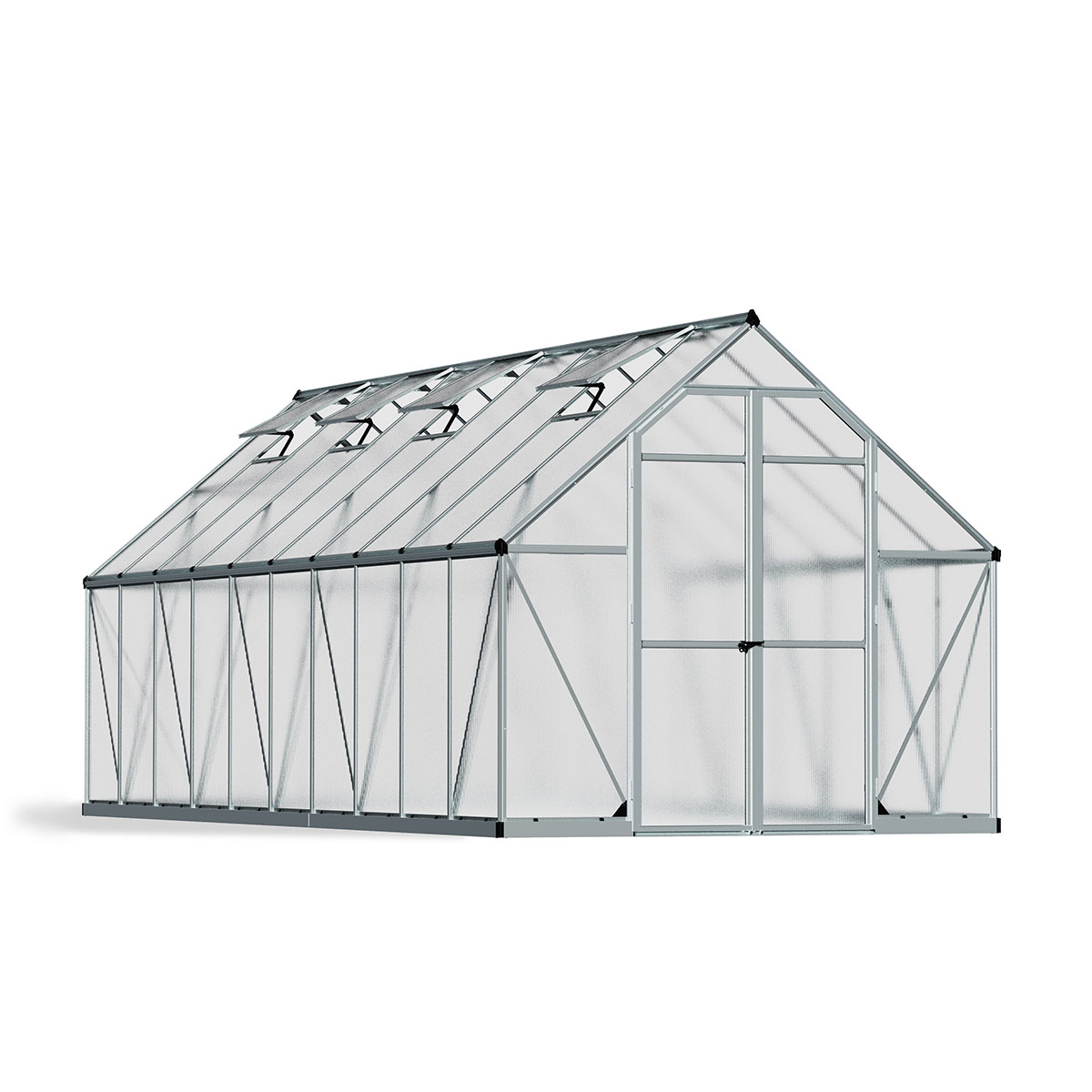 Växthus Canopia by Palram Essence Aluminiumram med UV-Skyddad Polykarbonat & Ventilationsfönster, 14,7 m²