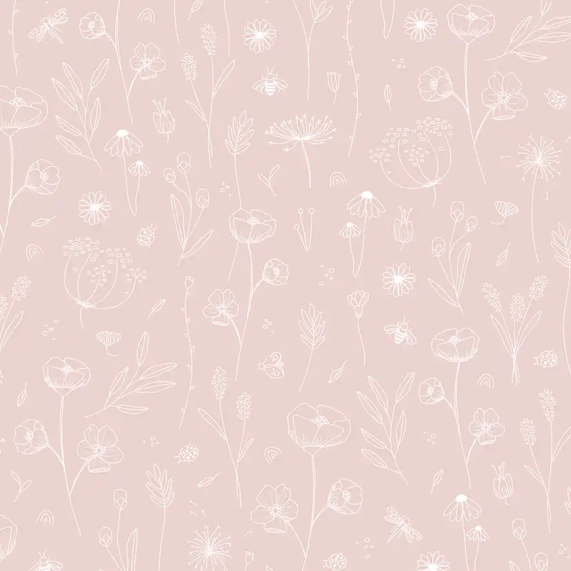 Tapet Little Dutch Wild Flowers Rosa