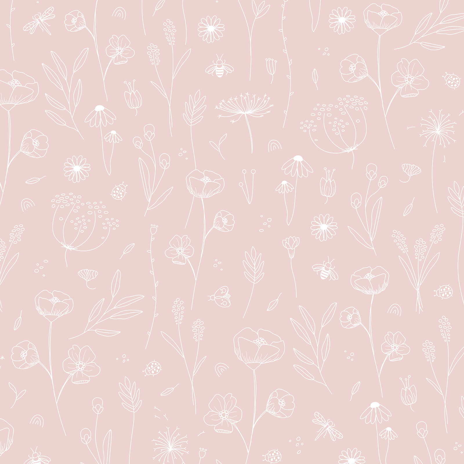 Tapet Little Dutch Wild Flowers Rosa