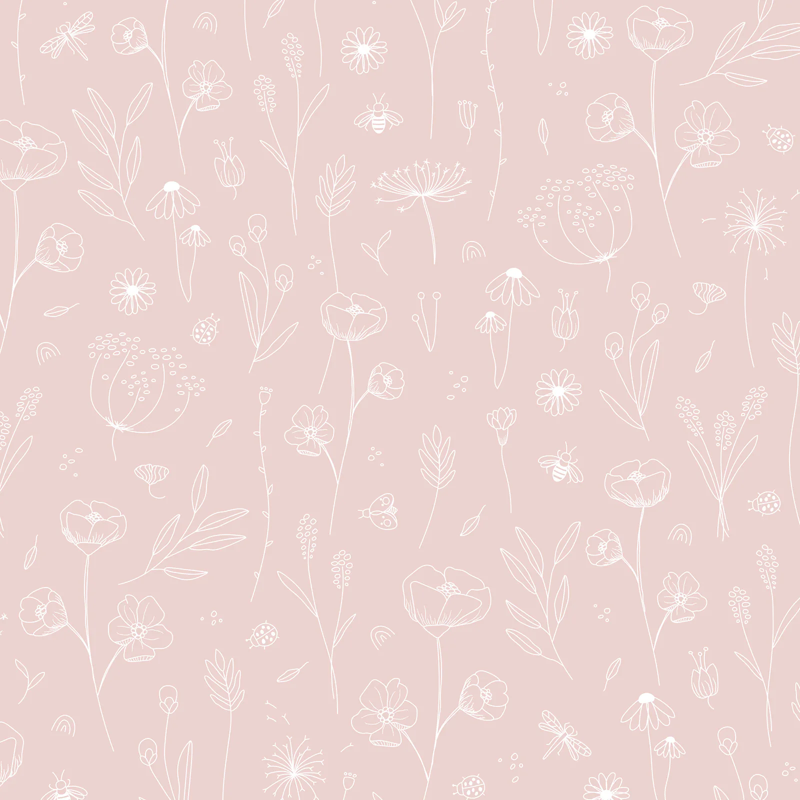 Tapet Little Dutch Wild Flowers Rosa