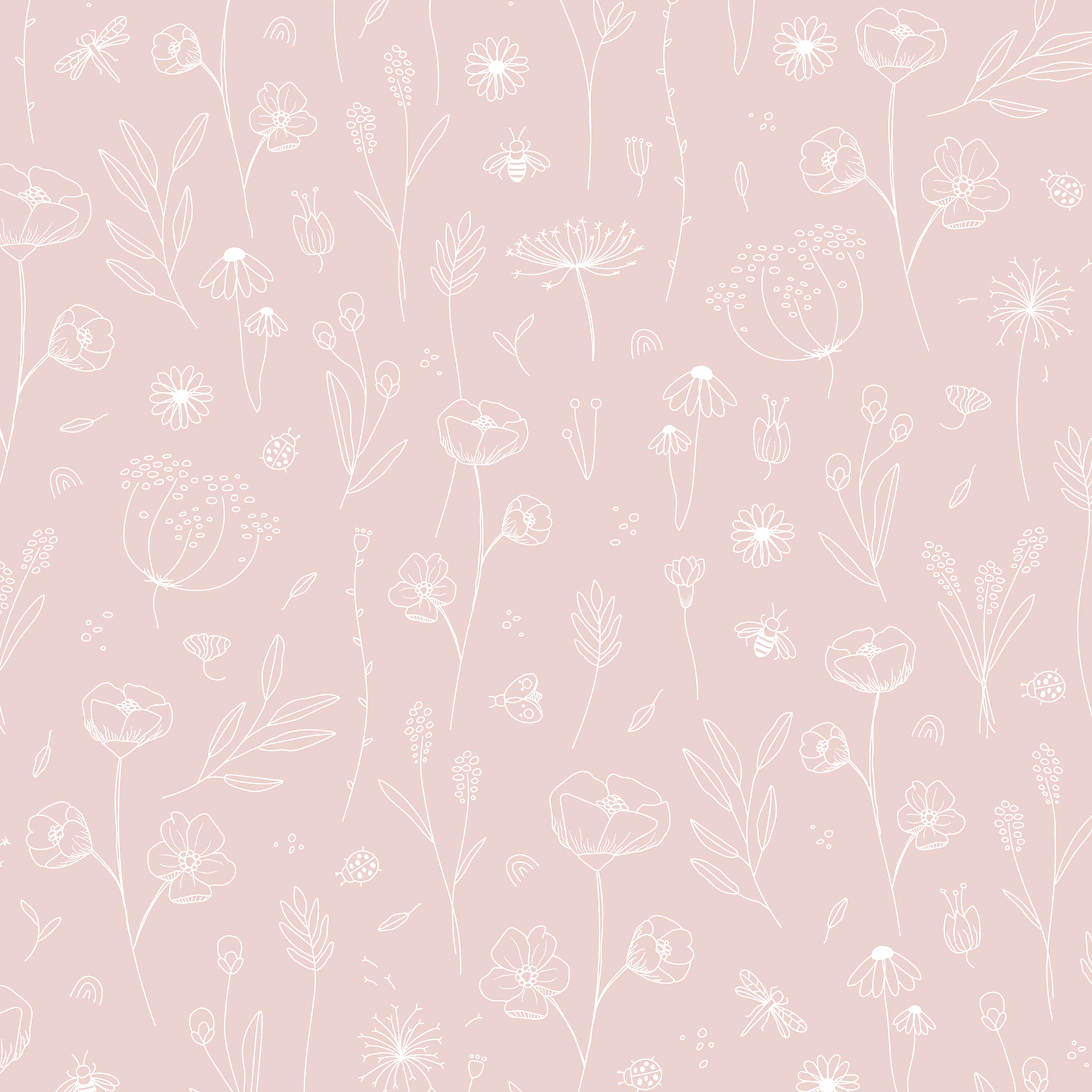 Tapet Little Dutch Wild Flowers Rosa