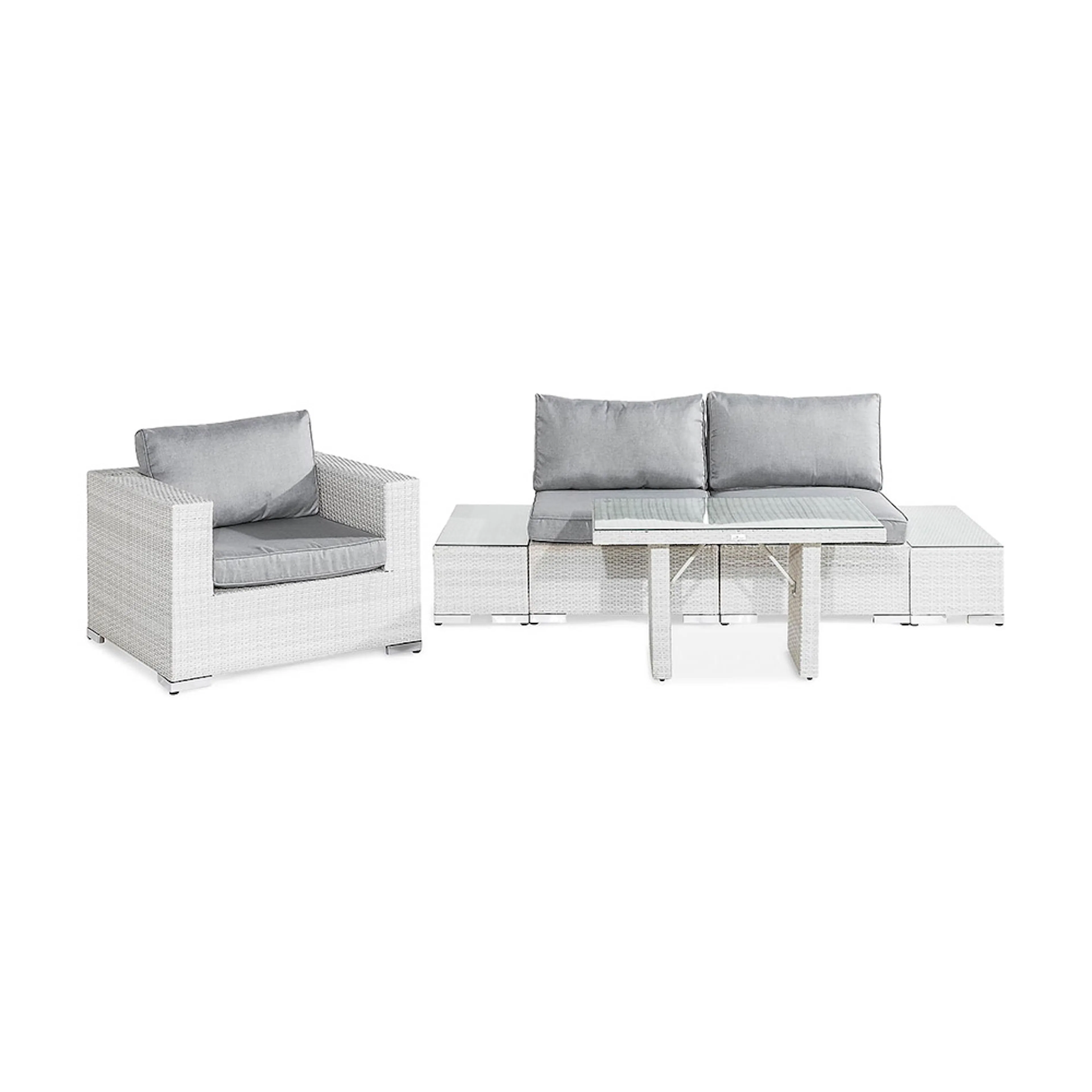 Loungegrupp Comfort Garden Bahamas 3-sits med Dubbla Avslut, Bord 100x60 och Utefåtölj Utomhus