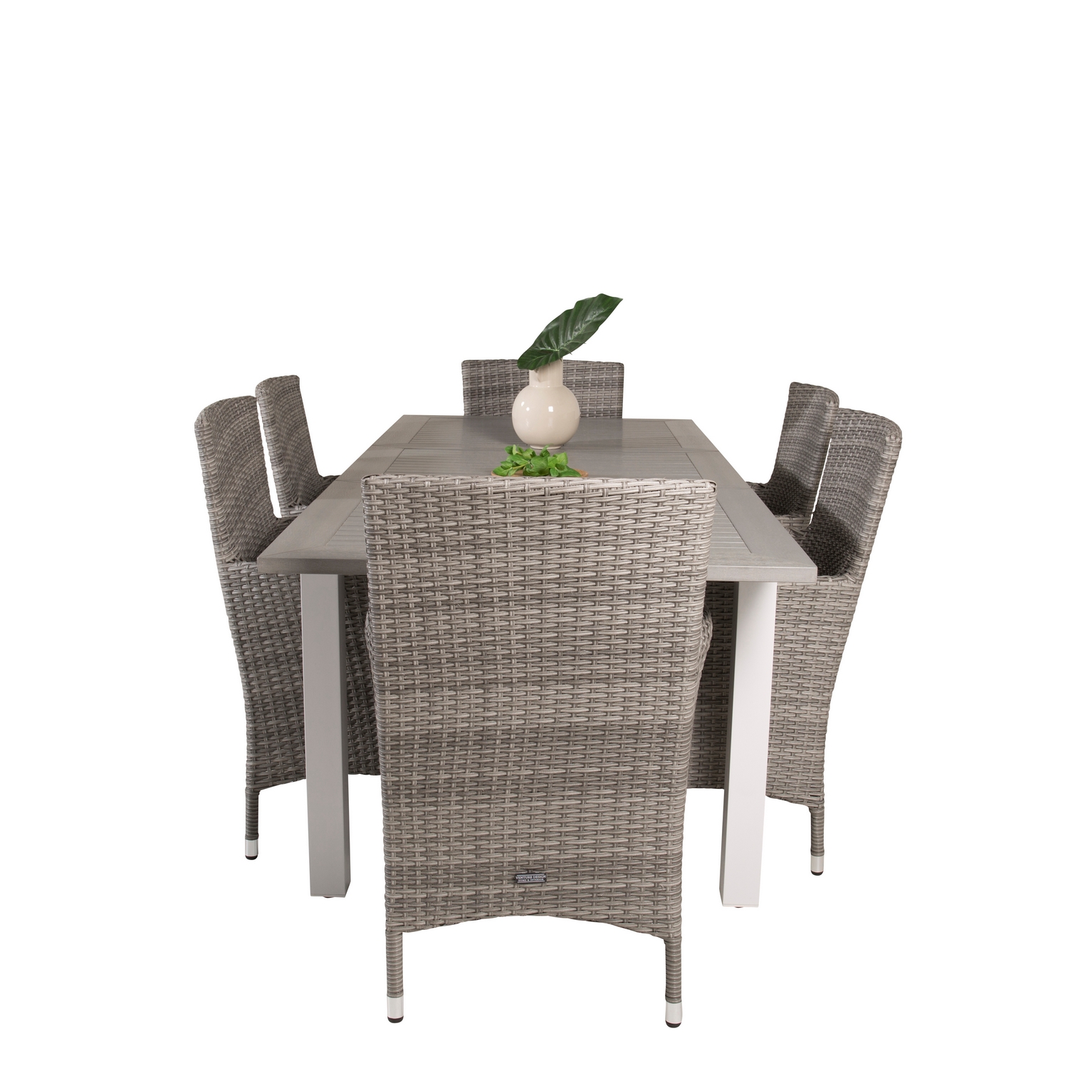 Albany Dining Table 152/210*90 - White Alu / Grey Aintwood+M Grå