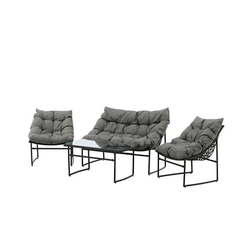 Loungeset Venture Home Ture Soffgrupp Svart med Dynor Utomhus