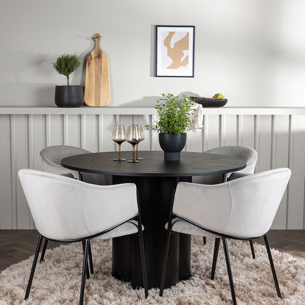Matgrupp Venture Home Olivia Ø110 cm med 4 st Evelina stolar
